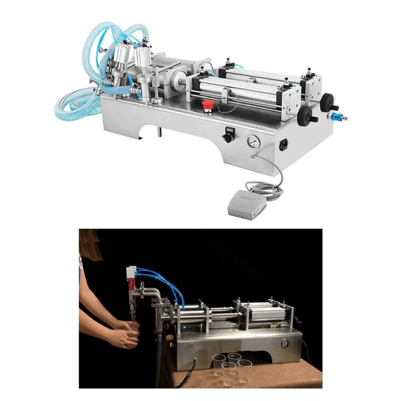 Double Nozzle Liquid Filling Machine 100-1000 ml, Semi-Automatic